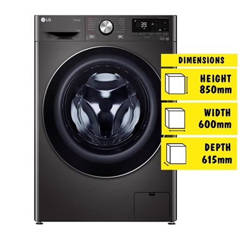 LG WVC9-1412B 12kg/8kg Series 9 Front Load Washer Dryer Combo (Black Steel)