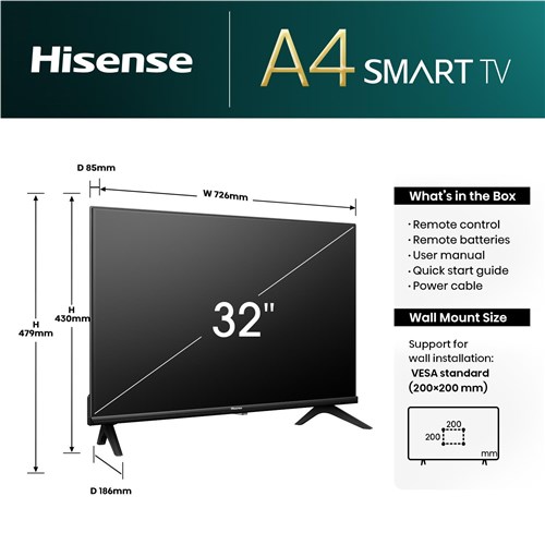Hisense 32' A4NAU HD Smart TV [2024]
