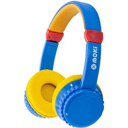 Moki Play Safe Bluetooth Volume Limited Kids Headphones (Blue/Yellow)