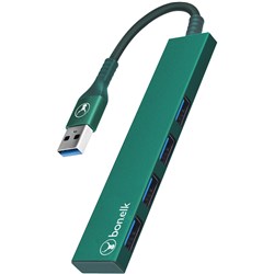 Bonelk Long-Life USB-A to 4 Port USB 3.0 Slim Hub (Green)