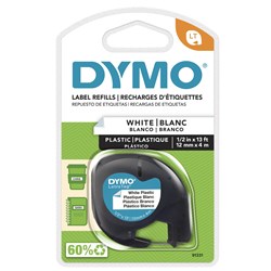 Dymo LetraTag Plastic Label Black on White tape