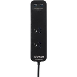 Jackson Rapid Charge 30W USB-C Compact 2 Outlet Powerboard (Black)