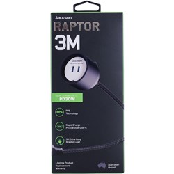 Jackson Raptor 30W Dual USB-C PD30W Charging Lead 3M