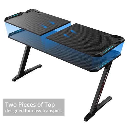 Eureka Ergonomic Z60 Gaming Desk with RGB Lights (Black)