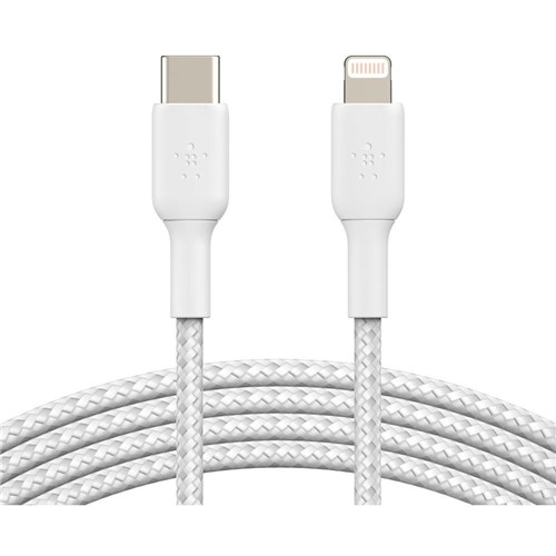 Belkin BoostUp Charge USB-C to Lightning Braided Cable 2m (White)