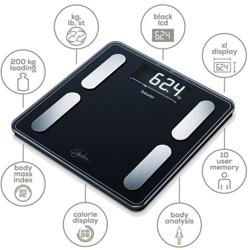 Beurer BF400B Signature Line Digital Glass Body Fat Scale (Black)