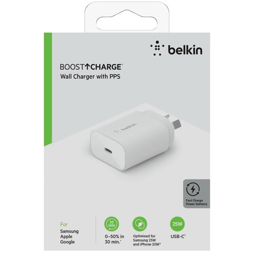 Belkin BoostUp Charge 25W USB-C Wall Charger (White)