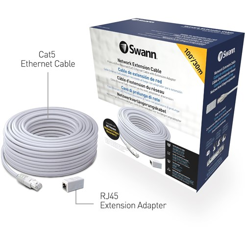 Swann Premium 30m Cat5 Ethernet Cable with Extension Adapter