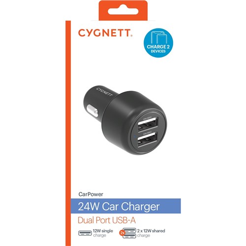 Cygnett PowerMini 24W Dual port Car Charger