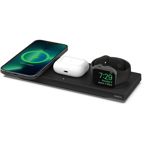 Belkin BoostUp Charge Pro 3-in-1 Wireless Charging Pad with MagSafe (Black)
