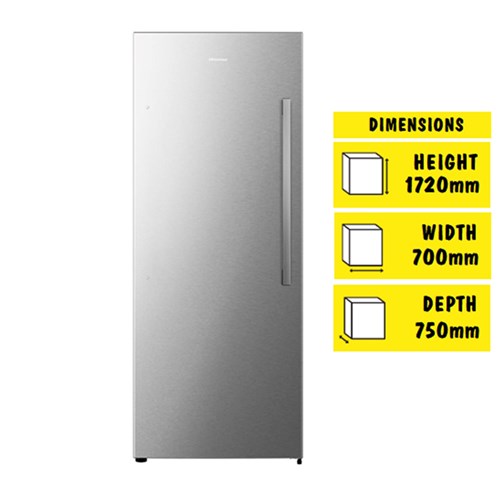 Hisense HRVF384S 384L Single Door Fridge or Freezer (Brushed Steel)