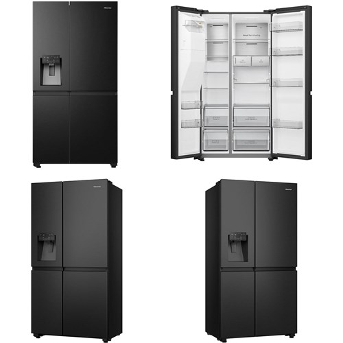 Hisense HRSBS632BW 632L Wi-Fi Side by Side Fridge (Black Steel)