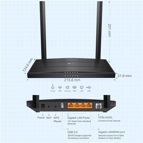 TP-Link Archer VR400 Wireless MU-MIMO VDSL/ADSL Modem Router