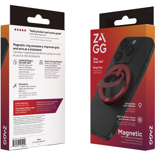 ZAGG SNap 360 Magnetic Ring for Smartphone (Red)