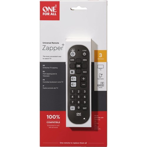 One For All Zapper+ Big Button 3 Device Universal Remote